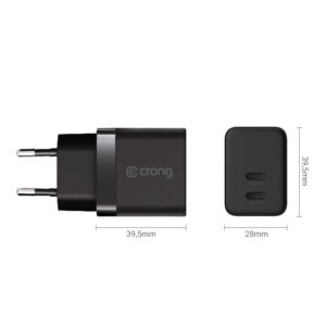 Crong Ultra Compact GaN - Wall įkroviklis 2x USB-C Power Delivery 35W juodos spalvos - Image 4