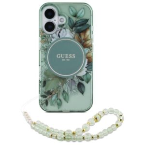 Guess IML Flowers With Pearl Strap MagSafe - dėklas skirtas Apple iPhone 16 Plus Green - Image 2