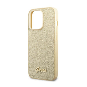 Guess Glitter Flakes Metal Logo Case - dėklas skirtas Apple iPhone 14 Pro Max Gold - Image 6