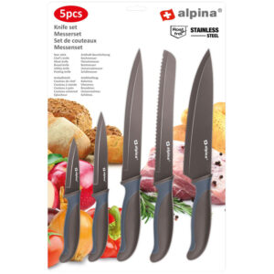 Alpina - Stainless steel knife set (Brown) - Image 2