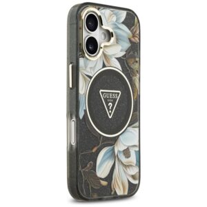 Guess IML Glitter Flowers Triangle MagSafe - dėklas skirtas Apple iPhone 17 black - Image 4