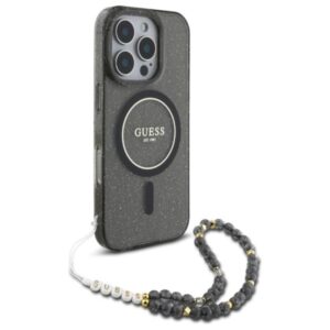 Guess IML Glitter With Pearl Strap MagSafe - dėklas skirtas Apple iPhone 16 Pro Max Black - Image 3