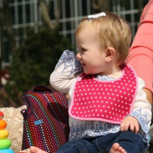 BUILT Mess Mate Set of 2 baby bib (Baby Pink Mini Dots) - Image 4