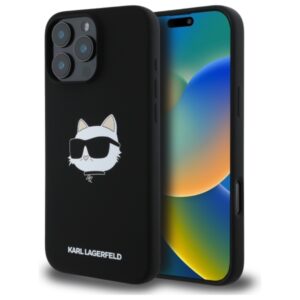 Karl Lagerfeld Silicone Choupette Head Print MagSafe - dėklas skirtas Apple iPhone 16 Pro black - Image 1