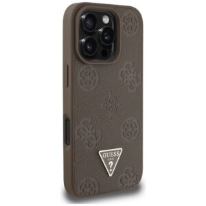 Guess Grained Hot Stamp Peony Triangle Logo MagSafe - dėklas skirtas Apple iPhone 16 Pro brown - Image 4
