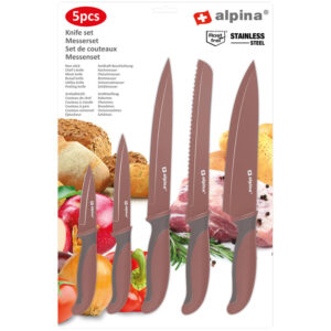 Alpina - Stainless steel knife set (Burgundy) - Image 2