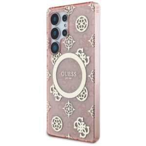 Guess 4G Background Gold Electroplated Peony Pattern MagSafe - dėklas skirtas Samsung Galaxy S25 Ultra pink - Image 2
