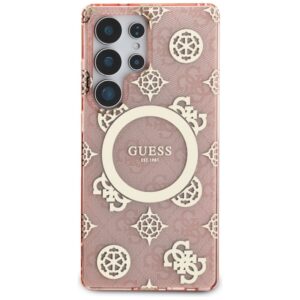 Guess 4G Background Gold Electroplated Peony Pattern MagSafe - dėklas skirtas Samsung Galaxy S25 Ultra pink - Image 3