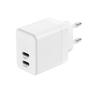 Crong Ultra Compact GaN - Wall įkroviklis 2x USB-C Power Delivery 35W baltos spalvos - Image 2