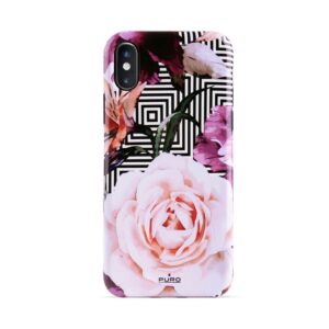 PURO Glam Geo Flowers - dėklas skirtas Apple iPhone Xs / X Pink Peonies - Image 1