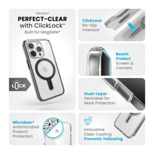 Speck Presidio Perfect-Clear ClickLock & Magsafe - dėklas skirtas Apple iPhone 15 Pro Clear / Frosted Black / Slate Grey - Image 4