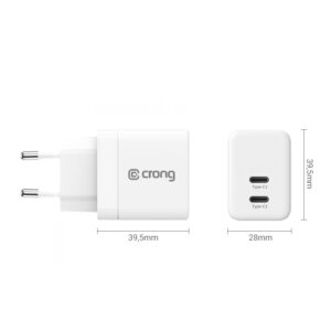 Crong Ultra Compact GaN - Wall įkroviklis 2x USB-C Power Delivery 35W baltos spalvos - Image 4
