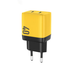 WEKOME WP-U128 - 2x USB-C Super Fast Charge GaN 40W mains charger (Yellow) - Image 1