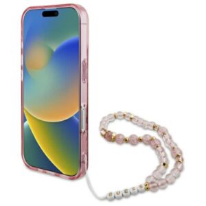 Guess IML Flowers With Pearl Strap MagSafe - dėklas skirtas Apple iPhone 16 Plus Pink - Image 3