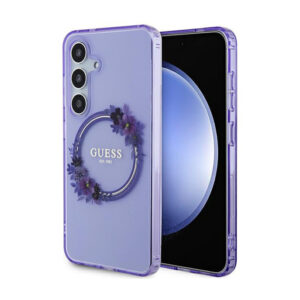 Guess IML Flowers Wreath MagSafe - Case Samsung Galaxy S24 Purple - Image 1