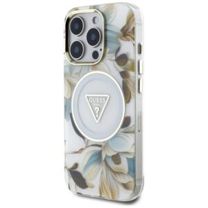 Guess Glitter Flowers Triangle Buttons MagSafe - dėklas skirtas Apple iPhone 16 Pro white - Image 2