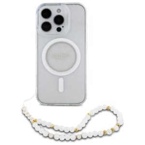 Guess IML Glitter With Pearl Strap MagSafe - dėklas skirtas Apple iPhone 16 Pro Max Transparent - Image 2