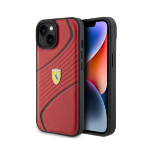 Ferrari Twist Metal Logo - dėklas skirtas Apple iPhone 15 Red - Image 1