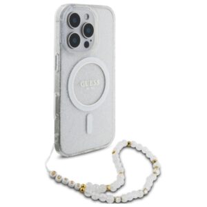 Guess IML Glitter With Pearl Strap MagSafe - dėklas skirtas Apple iPhone 16 Pro Max Transparent - Image 3