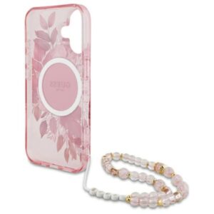 Guess IML Flowers With Pearl Strap MagSafe - dėklas skirtas Apple iPhone 16 Plus Pink - Image 5