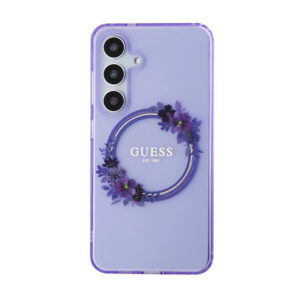 Guess IML Flowers Wreath MagSafe - Case Samsung Galaxy S24 Purple - Image 3