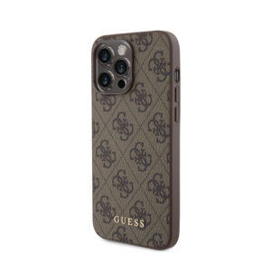 Guess 4G Metal Gold Logo - dėklas skirtas Apple iPhone 15 Pro Max Brown - Image 2