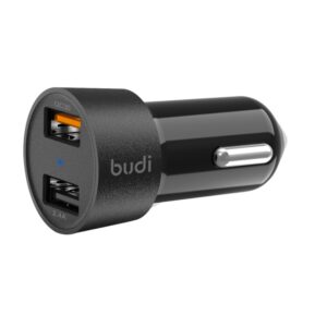 Budi - QC 3.0/2 USB automobilinis įkroviklis su LED indicator