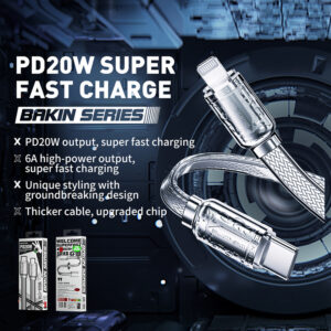 WEKOME WDC-178 Bakin Series - USB-C to Lightning Fast Charging PD connection cable 20W Fast Charging 1 m (Silver) - Image 2