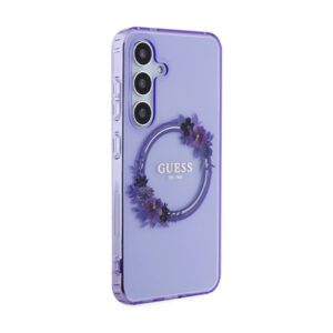 Guess IML Flowers Wreath MagSafe - Case Samsung Galaxy S24 Purple - Image 4