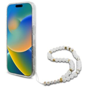 Guess IML Glitter With Pearl Strap MagSafe - dėklas skirtas Apple iPhone 16 Pro Max Transparent - Image 4