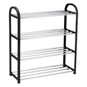 Alpina - Shoe Rack / Shelf / Stand 4-Tier 50x18.5x57 cm (Silver / Black)