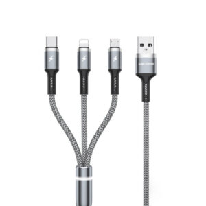 WEKOME WDC-119 Fython Series - 3-in-1 USB-A to Lightning + USB-C + Micro USB PD Connecting Cable 1.2 m Silver