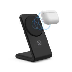 Crong MagSpot Stand - 2-in-1 wireless charger with MagSafe for iPhone and AirPods (Shadow Black) - Image 2
