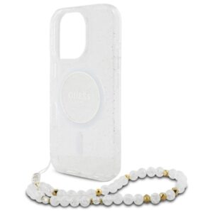 Guess IML Glitter With Pearl Strap MagSafe - dėklas skirtas Apple iPhone 16 Pro Max Transparent - Image 5