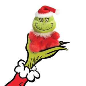 Grinch - Plush toy / cuddly sitting Grinch in Santa Claus outfit 13 cm from the Palm Pals collection Eco-Friendly - Image 6
