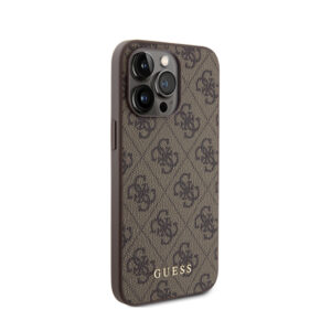 Guess 4G Metal Gold Logo - dėklas skirtas Apple iPhone 15 Pro Max Brown - Image 4