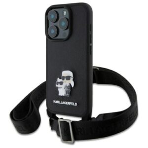 Karl Lagerfeld Saffiano Karl & Choupette Metal Pin CBDY Strap - dėklas skirtas Apple iPhone 16 Pro Max black - Image 1