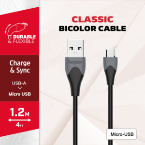 Energizer Classic - USB-A to Micro USB connecting cable 1.2m Black - Image 2