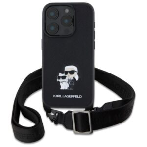 Karl Lagerfeld Saffiano Karl & Choupette Metal Pin CBDY Strap - dėklas skirtas Apple iPhone 16 Pro Max black - Image 2