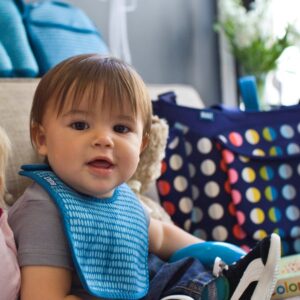 BUILT Mess Mate Set of 2 baby bib (Dribble Dots Blue) - Image 4