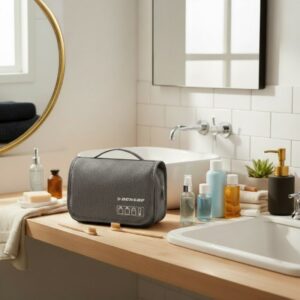 Dunlop – Travel Toiletry Bag with Hanging Hook 25x20x10 cm (Grey) - Image 4