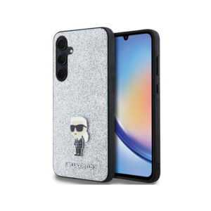 Karl Lagerfeld Fixed Glitter Ikonik Logo Metal Pin - Samsung Galaxy A55 5G Case silver - Image 1