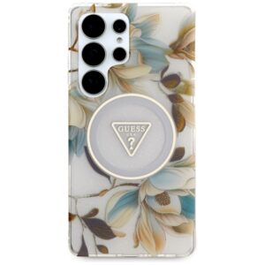 Guess Glitter Flowers Triangle Buttons MagSafe - dėklas skirtas Samsung Galaxy S25 Ultra white - Image 3