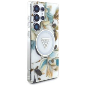 Guess Glitter Flowers Triangle Buttons MagSafe - dėklas skirtas Samsung Galaxy S25 Ultra white - Image 4