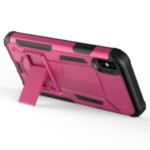 Zizo Hybrid Transformer Cover - Tough dėklas skirtas Apple iPhone X with Kickstand Hot Pink/Black - Image 4