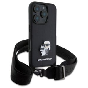Karl Lagerfeld Saffiano Karl & Choupette Metal Pin CBDY Strap - dėklas skirtas Apple iPhone 16 Pro Max black - Image 3