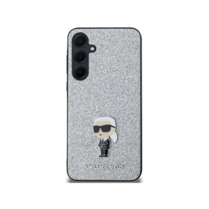 Karl Lagerfeld Fixed Glitter Ikonik Logo Metal Pin - Samsung Galaxy A55 5G Case silver - Image 3