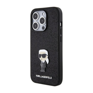 Karl Lagerfeld Fixed Glitter Ikonik Logo Metal Pin - Apple iPhone 15 Pro Max Case Black - Image 2