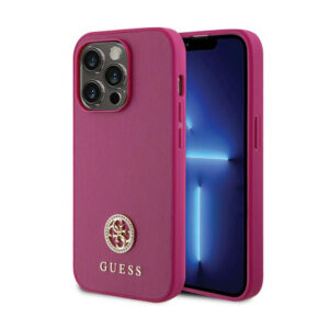 Guess 4G Strass Metal Logo - dėklas skirtas Apple iPhone 15 Pro pink - Image 1