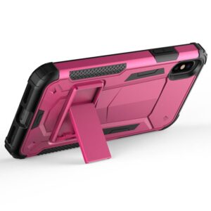 Zizo Hybrid Transformer Cover - Tough dėklas skirtas Apple iPhone X with Kickstand Hot Pink/Black - Image 5